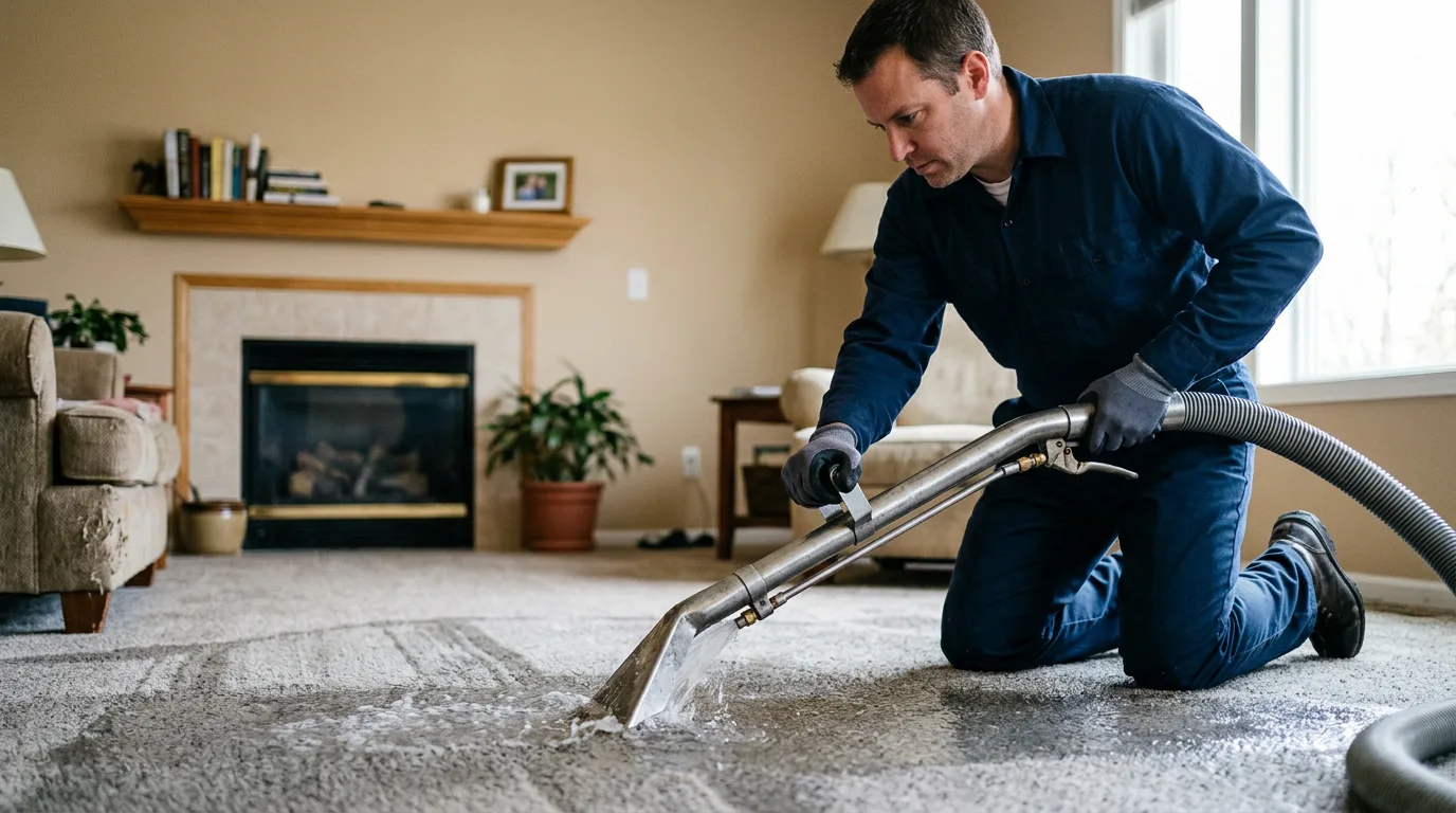 Water damage restoration technician working near Hobbs, IN